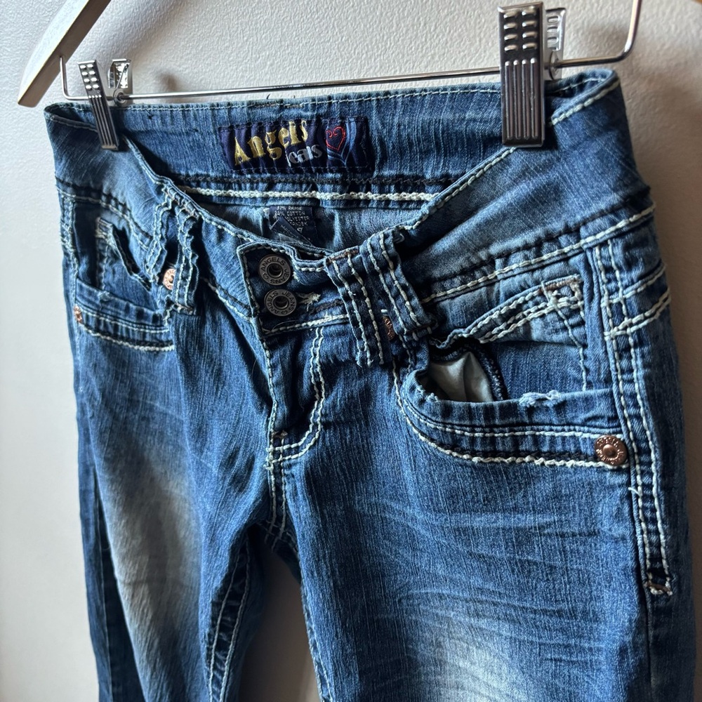 Angels Low Rise Dark Wash Skinny Jeans - Picture 2 of 8